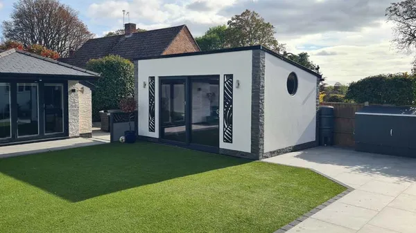 Artificial lawn, paving and fencing